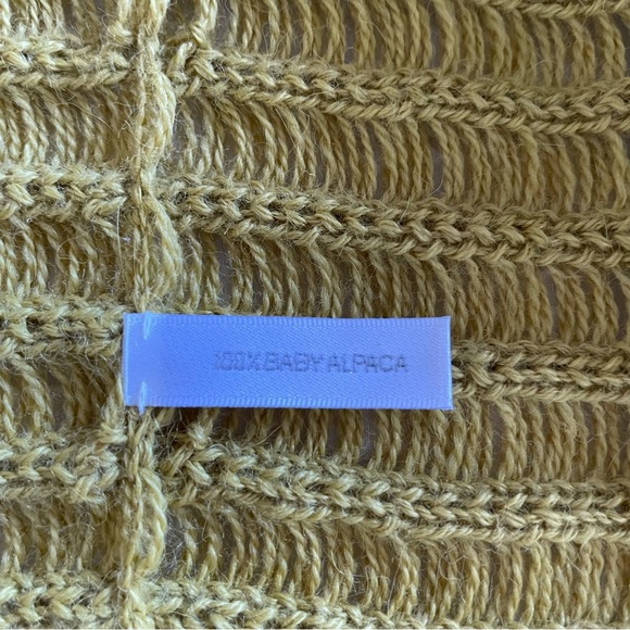 Baby Alpaca Yellow Lemon Knit Fringe Cardigan Sweater S - Picture 7 of 8